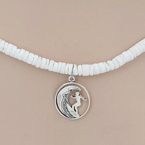 Surfer Girl Puka SeaShell Necklace White Square Cut Chip Hawaiian Beach 7067-333